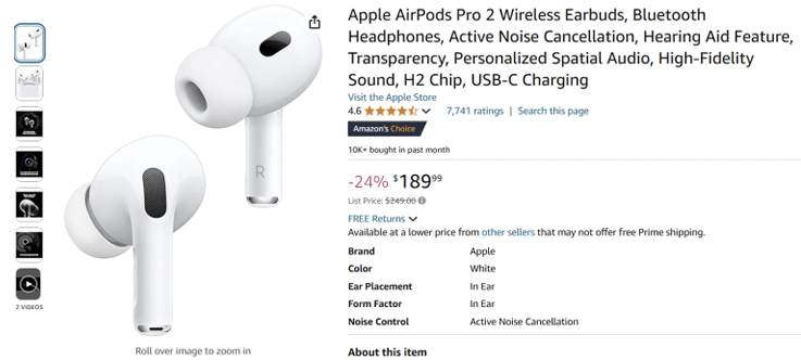 A white earbuds on a website

Description automatically generated