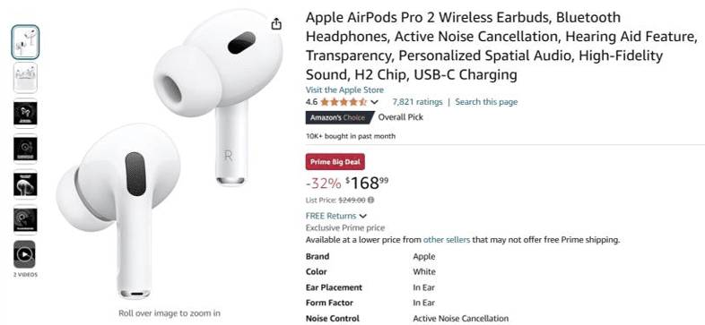 A white earbuds on a website

Description automatically generated