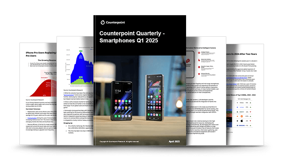 Pages of Counterpoint’s Quarterly Smartphone White Paper for Q1 2025