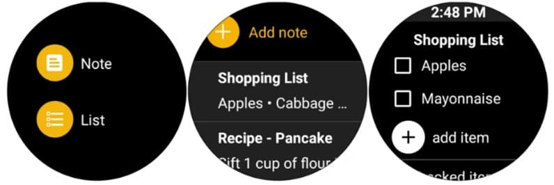 Google Keep for Wearable OS