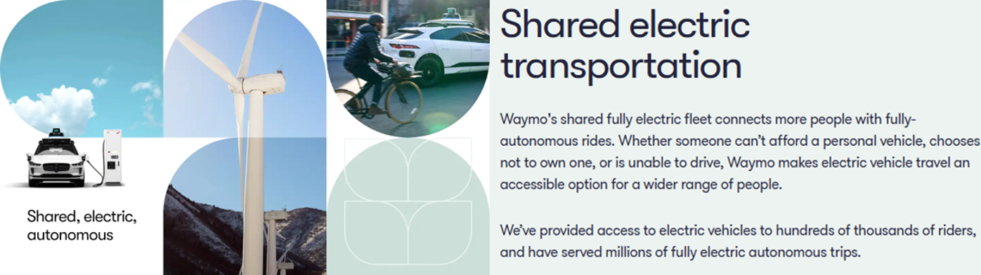 Waymo’s articulation of its vision of robotaxi as shared electric transportation